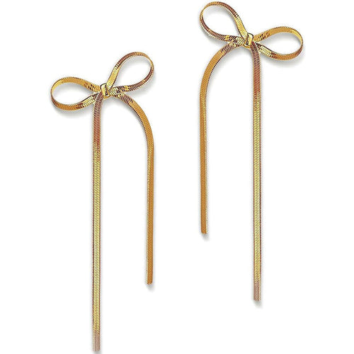 Stainless Steel Jewelry Wholesale Non-tarnish Herringbone Bow Earrings