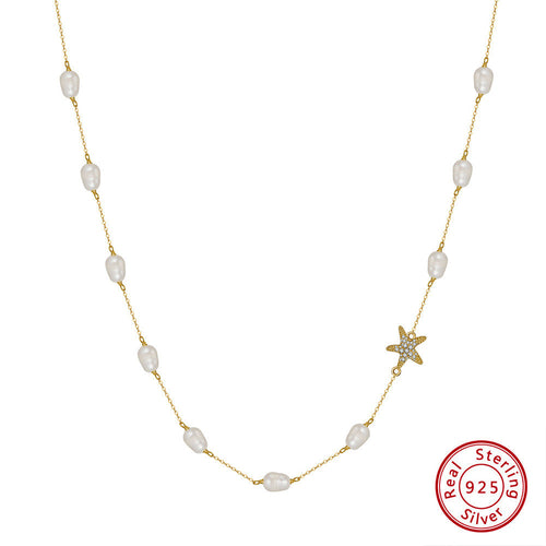 Sterling Silver Freshwater Pearl Starfish Beach Necklace Jewelry