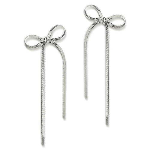 Stainless Steel Jewelry Wholesale Non-tarnish Herringbone Bow Earrings